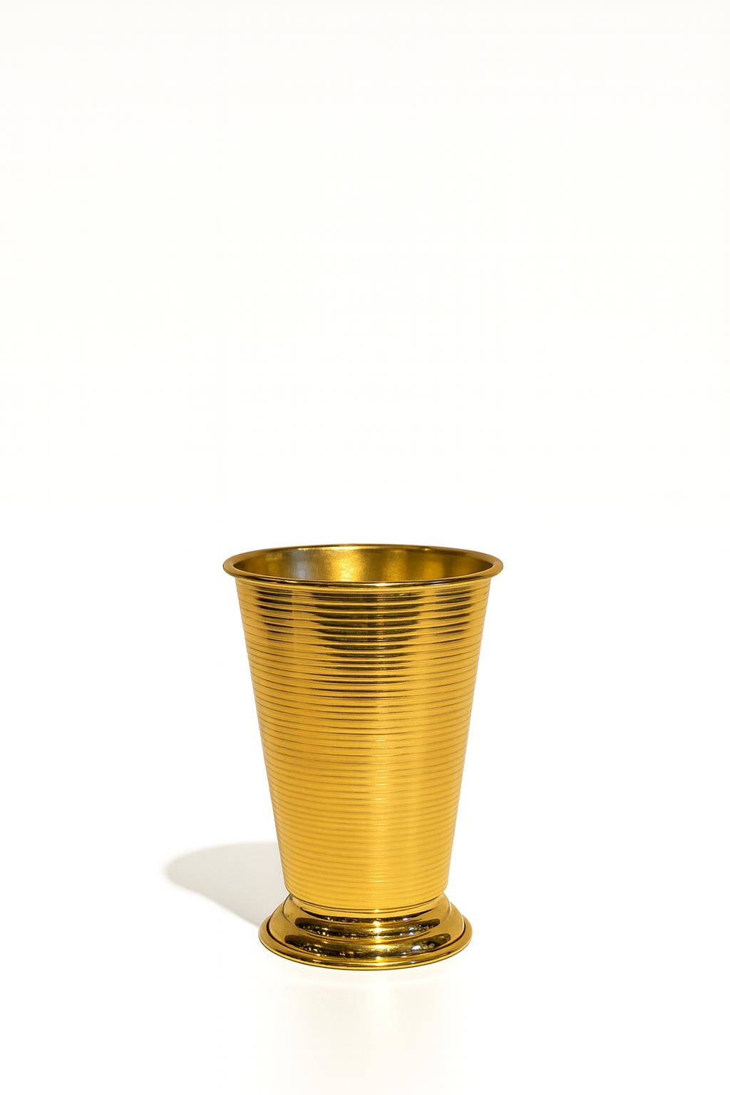 Büyük Boy Çizgili Gold Metal Bardak