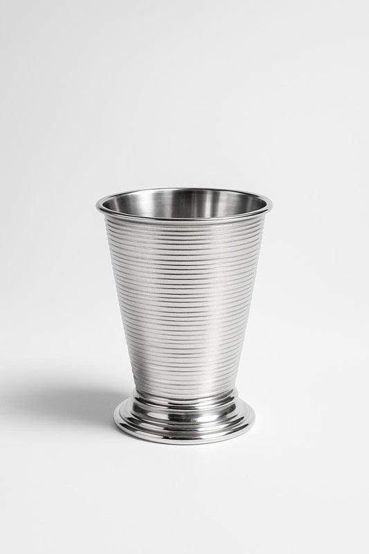 Küçük Boy Çizgili Gümüş Metal Bardak